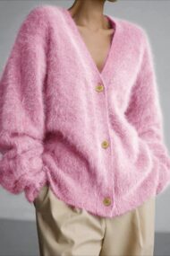 V Neck Button Long Sleeve Cardigan - Image 11