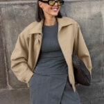 Thick Wool Blend Collared Loose Commuter Jacket