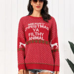 Deer Letter Xmas Dots Loose Sweater