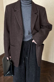 Wool Blend Relaxed Fit Blazer - Image 20