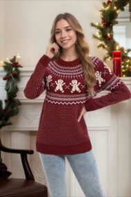 Gingerbread Man Polka Dot Cute Color Block Sweater - Image 3