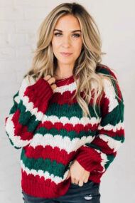 Chic Striped Color Block Sweater - Image 3