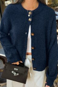 Minimalist Button Long Sleeve Cardigan - Image 20