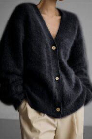 V Neck Button Long Sleeve Cardigan - Image 9