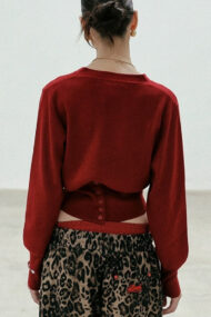 Embroidered Cotton V Neck Cardigan - Image 2