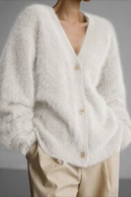 V Neck Button Long Sleeve Cardigan - Image 7