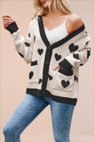 Heart Pocket V Neck Cardigan - Image 8