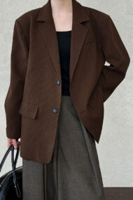 Waffle Textured Oversized Blazer - Image 2