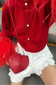 Furry Cuff Metal Button Cardigan - Image 4