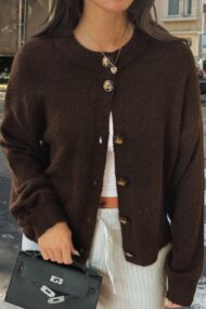 Minimalist Button Long Sleeve Cardigan - Image 7