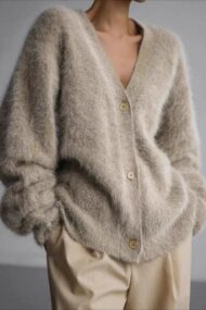 V Neck Button Long Sleeve Cardigan - Image 4