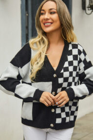 Plaid Panel Plus Size Cardigan - Image 13