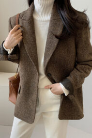 Wool Blend Solid Color Blazer - Image 6