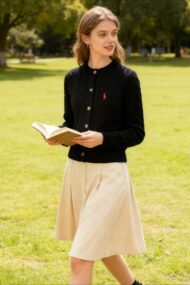 Embroidered Cable Wool Cardigan - Image 21