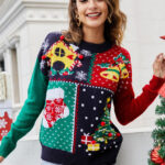 3D Pom Pom Polka Dot Contrast Sweater