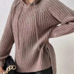 Solid Hooded Oversized Side Slit Sweater