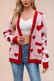 Heart Pocket V Neck Cardigan - Image 4