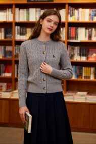 Embroidered Cable Wool Cardigan - Image 11