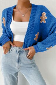 Gingerbread Man Cropped Knit Cardigan - Image 6