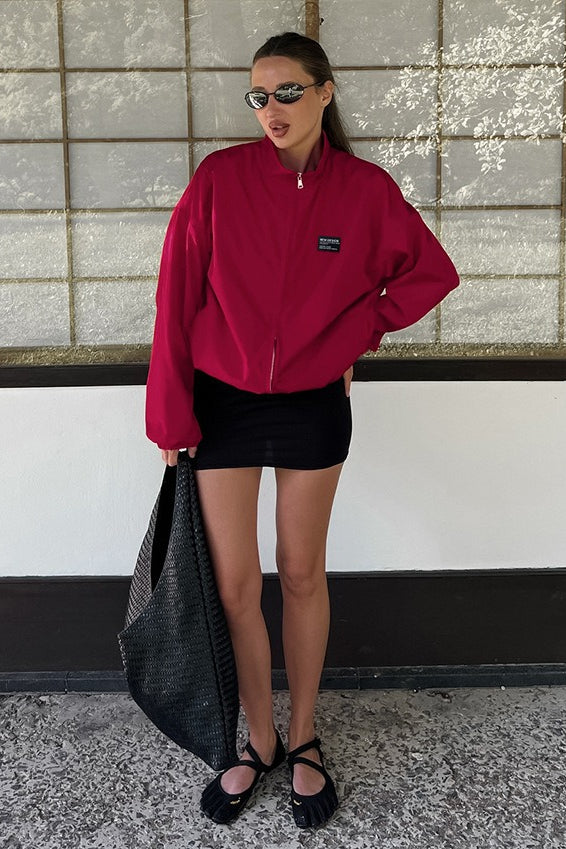 4a5acd6009c7a05d30dc514cbae3be1a Red Stand Collar Loose Casual Street Fashion Trench Jacket - Image 1