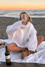 Solid Patchwork Chunky Fluffy Turtleneck Sweater - Image 12