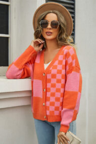 Plaid Panel Plus Size Cardigan - Image 25