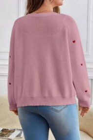 Heart Embroidery V Neck Cardigan - Image 2