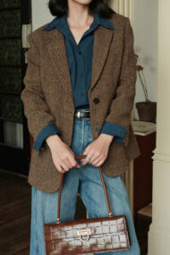 Herringbone Wool Blend Blazer