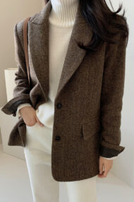 Wool Blend Solid Color Blazer - Image 5