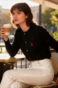 Embroidered Cable Wool Cardigan - Image 17