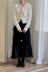 V Neck Bow Detail Button Cardigan - Image 6