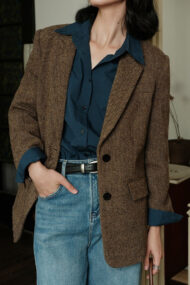 Herringbone Wool Blend Blazer - Image 4