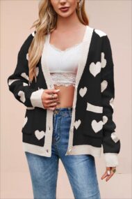 Heart Pocket V Neck Cardigan - Image 6