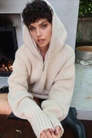 Vintage Asymmetrical Zipper Solid Loose Comfort Sweater - Image 5