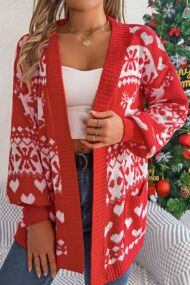 Reindeer Pocket Long Sleeve Cardigan