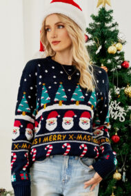 Contrast Cartoon Polka-Dot Sweater