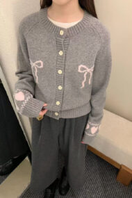 Relaxed Fit Bow Front Cardigan - Image 9