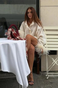 Elegant Feather Trim Cardigan - Image 4