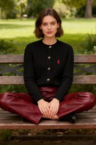 Embroidered Cable Wool Cardigan - Image 19