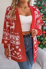 Reindeer Pocket Long Sleeve Cardigan - Image 3