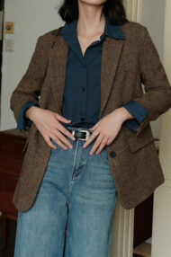 Herringbone Wool Blend Blazer - Image 2