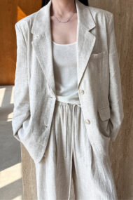 Casual Tencel Linen Suit Blazer - Image 3