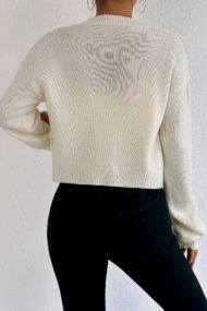 Bear Embroidery Short Cardigan - Image 5