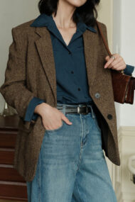 Herringbone Wool Blend Blazer - Image 3