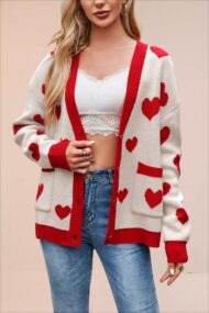 Heart Pocket V Neck Cardigan - Image 5