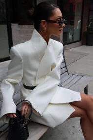 Long Sleeve Stand Collar Blazer - Image 4