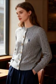 Embroidered Cable Wool Cardigan - Image 10