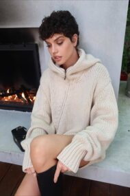 Vintage Asymmetrical Zipper Solid Loose Comfort Sweater - Image 6