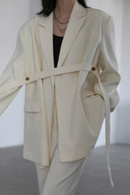 Belted Shoulder Detail Blazer - Image 5