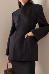 Long Sleeve Stand Collar Blazer - Image 5